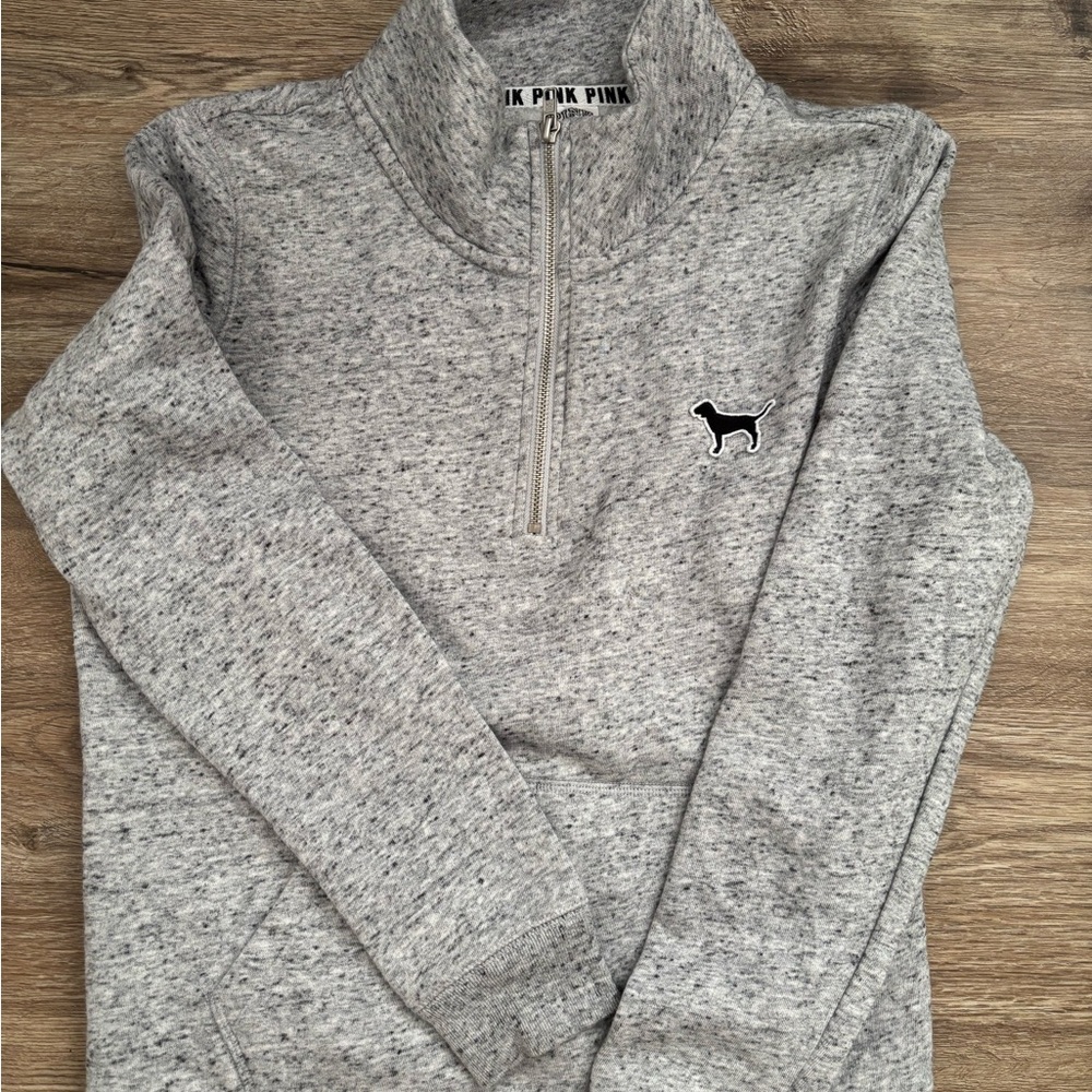 PINK Victoria's Secret Heather Gray Quarter-Zip Sweater